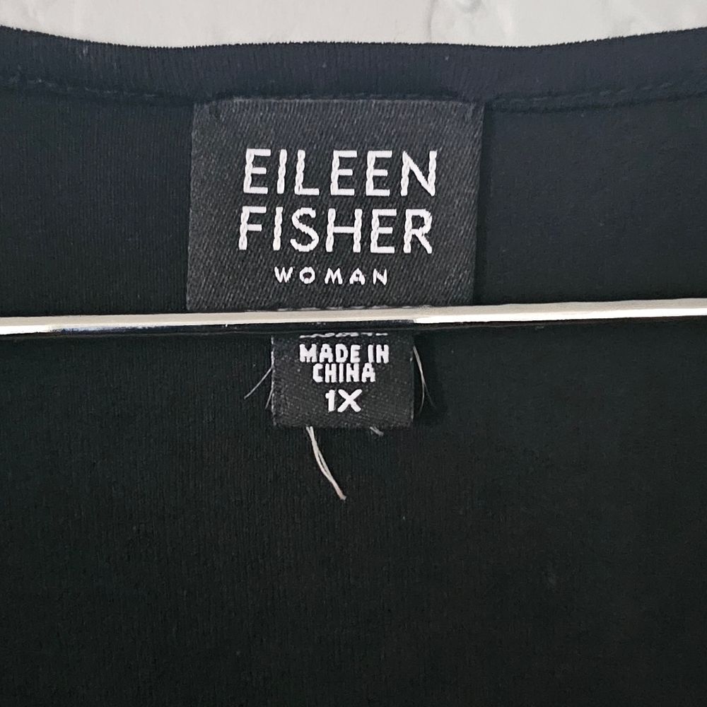 Eileen Fisher 1X long sleeves black top minimalist office work - Picture 3 of 6